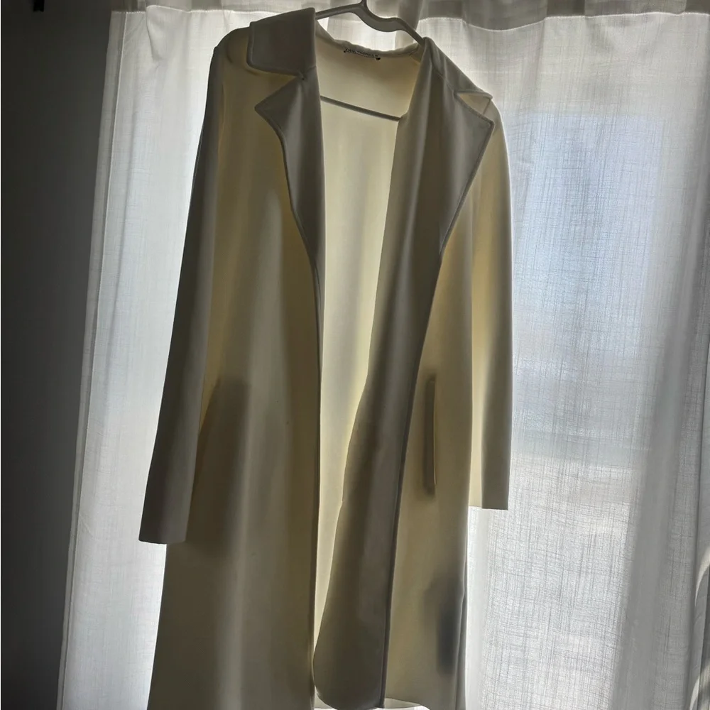 Zara White Trench Coat Xs - Picture 4 of 5